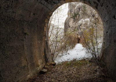 Tunnel in the gorge of the river Miljacka on the abandoned railway track from Sarajevo to Pale. © Tobias Strahl