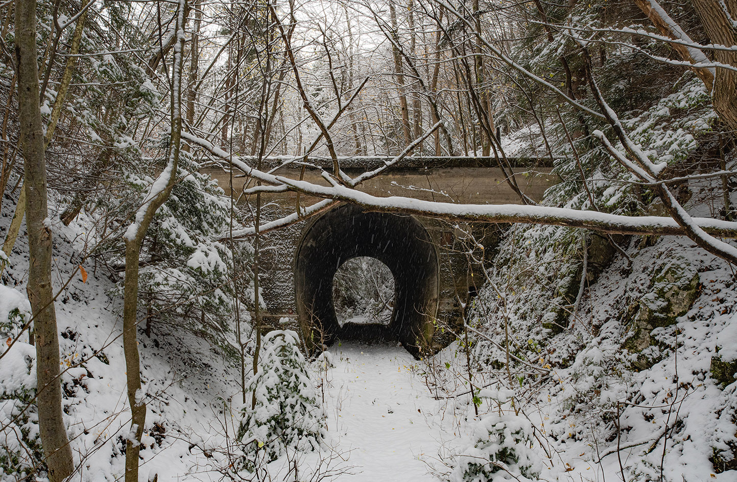 Tunnel in the gorge of the river Miljacka on the abandoned railway track from Sarajevo to Pale. © Tobias Strahl