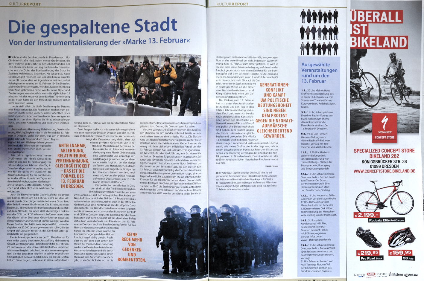 Text zum 13. Februar, dem Jahrestag der Zerstörung von Teilen Dresdens 1945 im Dresdner Kulturmagazin. © Tobias Strahl